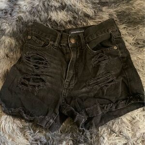 Black ripped jean shorts